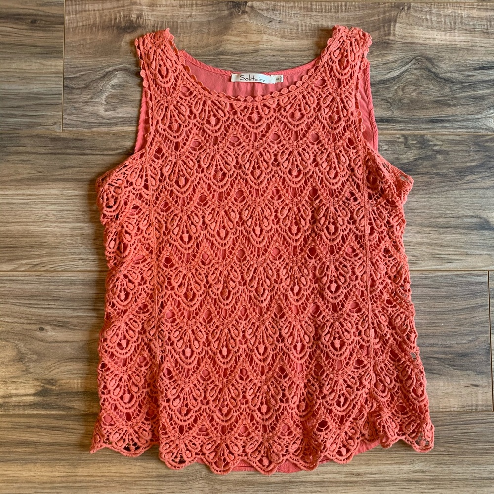 FREE W PURCHASE Coral Lace Front Top - Small